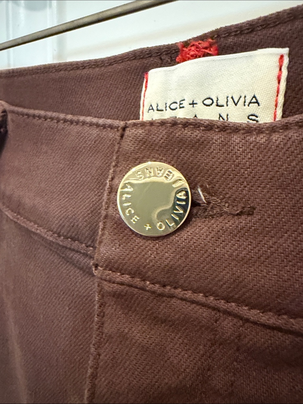 Alice & Olivia High-Rise Wide Leg Jeans in Chocolate Brown 29 - Picture 6 of 13